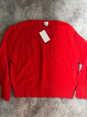 a new day Bright Red Women's V-Neck Sweater